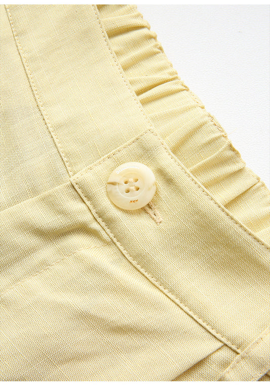 Summer Tencel Linen Shorts Women Slimming High Waist Pants Linen Elastic Waist Solid Color Casual Pants - Iyanka