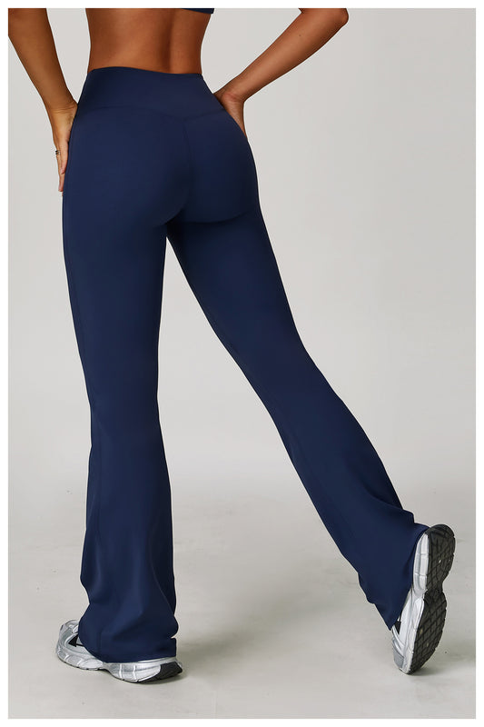 Brushed High Waist Yoga Trousers Tight Wide Leg Bell Bottoms Running Sports Fitness Bootcut Trousers - Iyanka