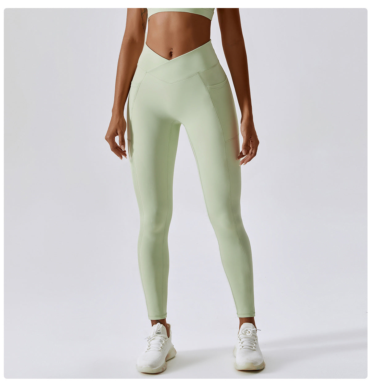 Nude Feel Yoga Pants Hip Lifting Pocket Quick Drying Fitness Pants Criss Cross Waist Head Skinny Running Sports Pants Women - Iyanka