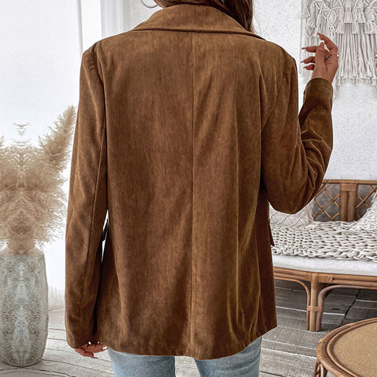 Autumn Winter Women Solid Color Corduroy Blazer Women - Iyanka