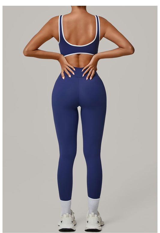 Contrast Color Binding Nude Feel Yoga Beauty Back Tight Quick Drying Workout Clothes Outdoor Sports Two Piece Sets - Iyanka