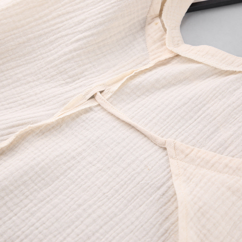Summer Suspenders Nightdress Cotton Stomach Blanket Ladies Homewear French Sexy Double Layer Gauze Pajamas Confinement Clothing - Iyanka
