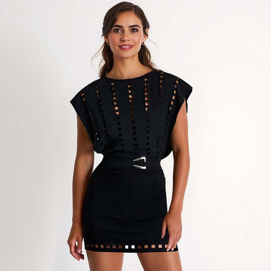 Hollow Out Cutout Batwing Sleeve Sexy Slimming One Piece Swimsuit Women - Iyanka