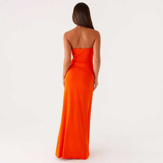 Summer Tube Top Women Dress Sexy Sexy Side Waist Hollow Out Cutout Sheath Dress