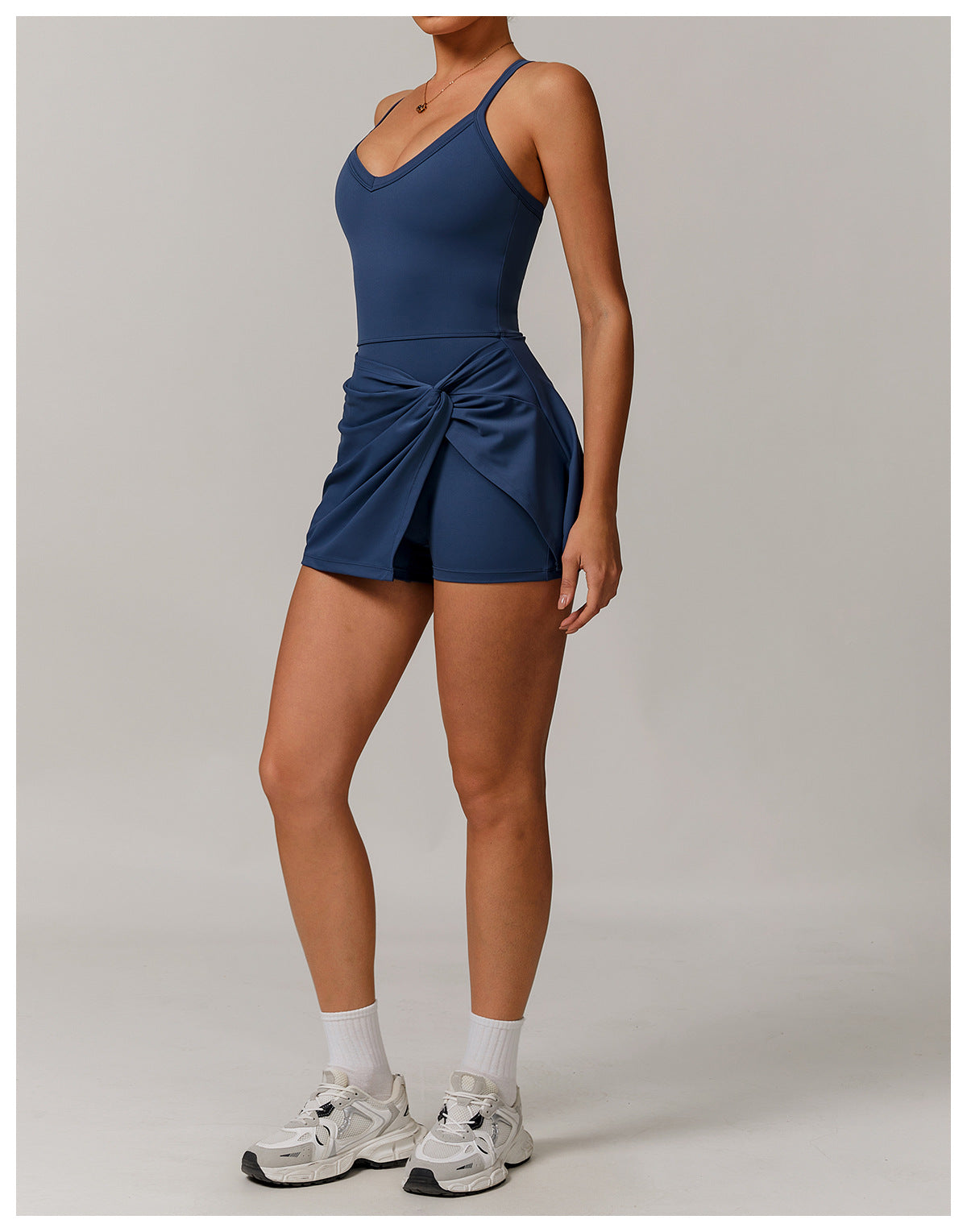 Sustainable Recycled Dress Anti Exposure Kink Design Cross Hollow Out Cutout out Beauty Back Tennis - Iyanka