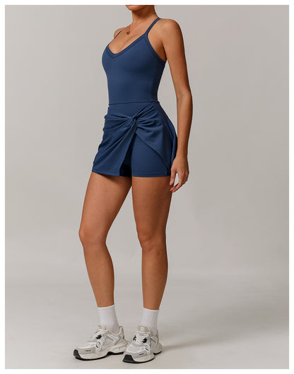 Sustainable Recycled Dress Anti Exposure Kink Design Cross Hollow Out Cutout out Beauty Back Tennis - Iyanka