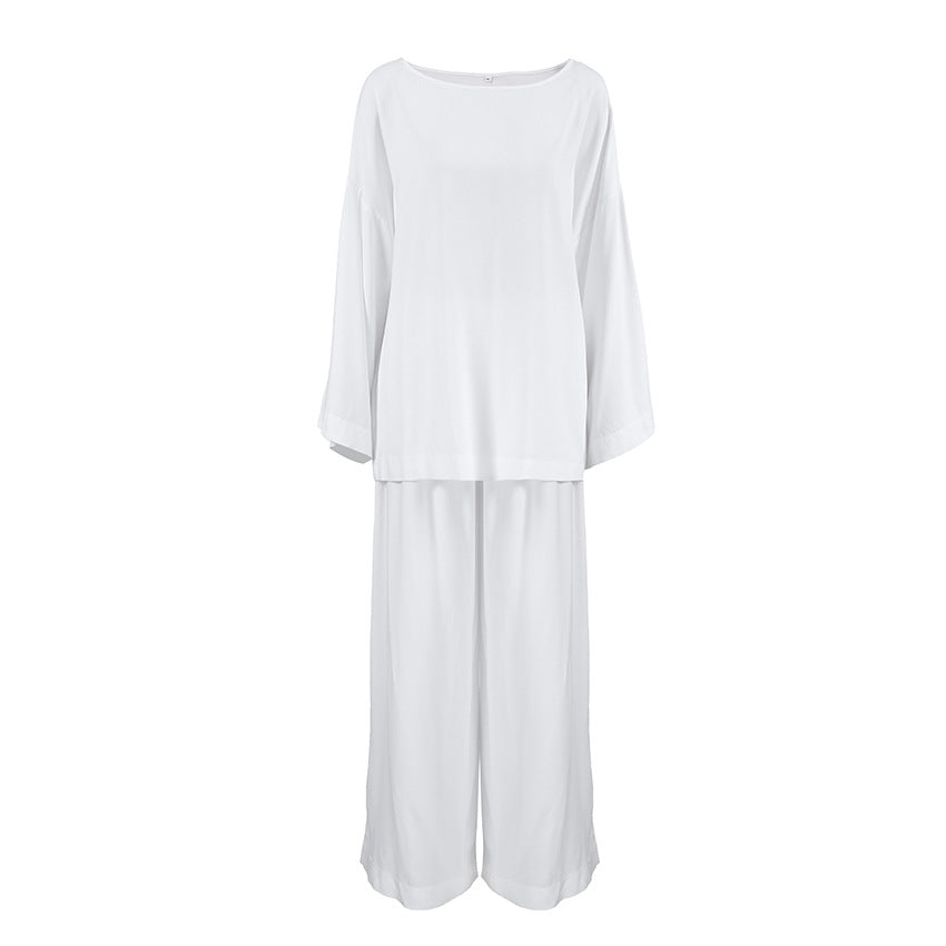 Fall Arrival Loose Casual Simple Homewear Modal Long Sleeved Trousers Women Pajamas - Iyanka