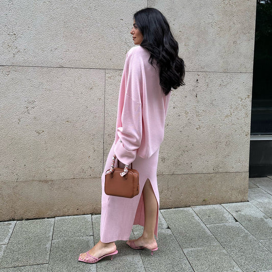 Knitted Long Sleeve Cardigan Camisole Skirt Set Women Autumn Winter Sweater Three Piece Set - Iyanka