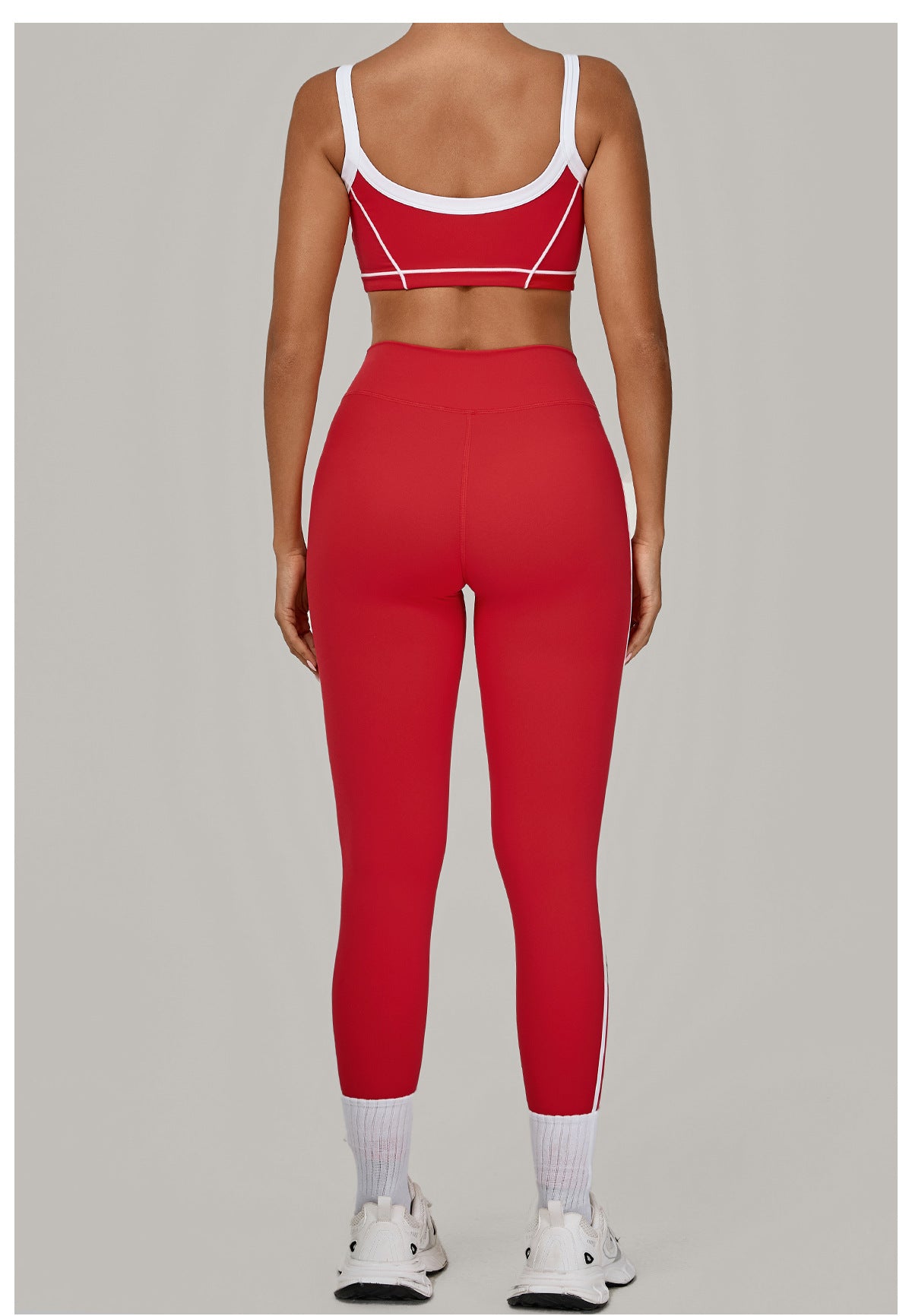 Autumn Sand Color Contrast Patchwork Yoga Suit Skinny Slimming Outdoor Sports Running Fitness Two Piece Sets - Iyanka