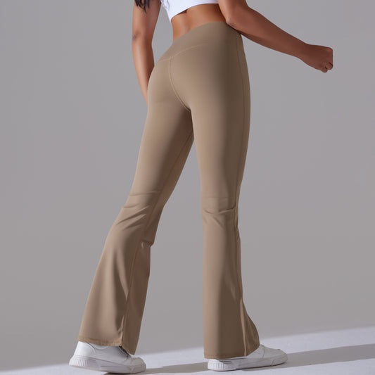 Classic Solid Color Bell Bottom Pants Yoga Pants Women Slim Fit Hip High Waist Elastic Training Wide Leg Pants Fitness Pants - Iyanka