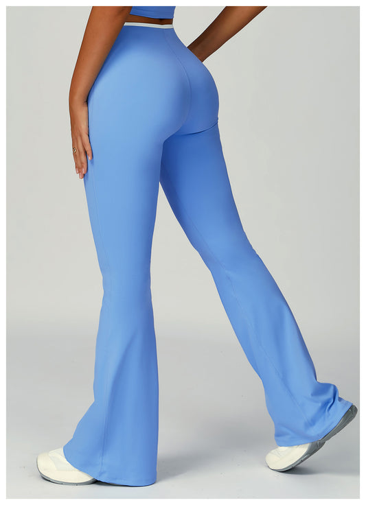 Contrast Color Binding Bell Bottom Pants Yoga Fitness Exercise Bootcut Trousers High Waist Slim Flare Pants Bell-Bottom Pants Women - Iyanka