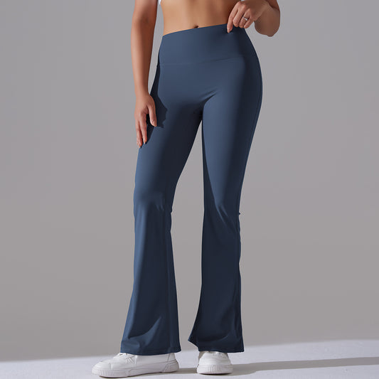 Classic Solid Color Bell Bottom Pants Yoga Pants Women Slim Fit Hip High Waist Elastic Training Wide Leg Pants Fitness Pants - Iyanka