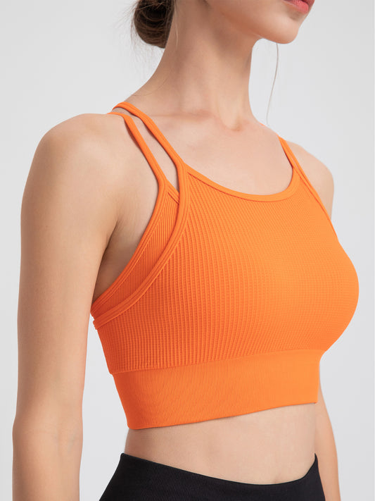Sports Underwear Women Spaghetti Strap Beauty Back Faux Two Piece Sports Underwear Yoga Workout Clothes Bra Vest - Iyanka