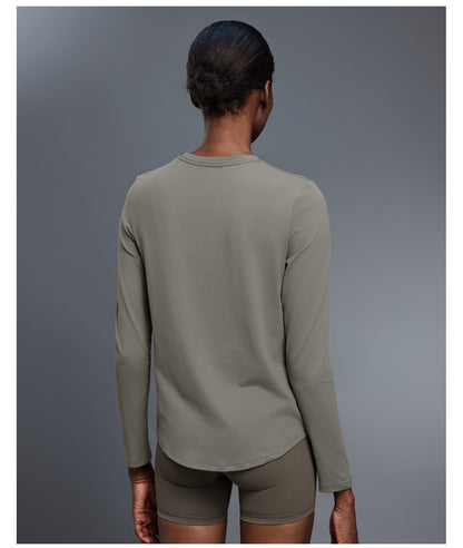 Autumn Crew Neck Yoga Clothes T shirt Loose Slimming Workout Top Casual All Match Sports Long Sleeve Women - Iyanka