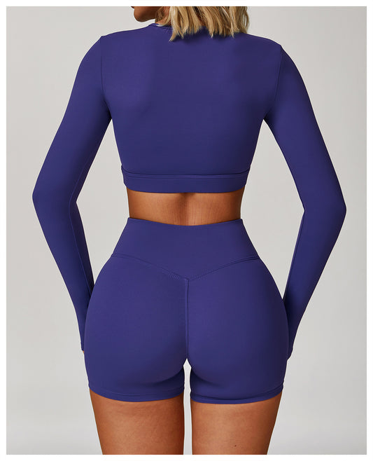 Nude Feel Tight Yoga Long Sleeve Shockproof Sports Hollow Out Cutout T shirt Running Workout Yoga Top - Iyanka