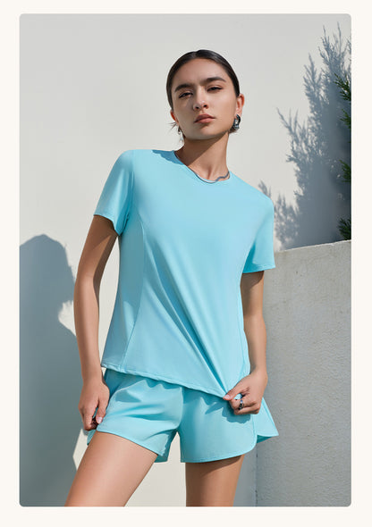 Spring Summer Sports Set Women Two Piece Set Quick Drying Loose Breathable Thin round Neck Running Fitness Two Piece Set - Iyanka