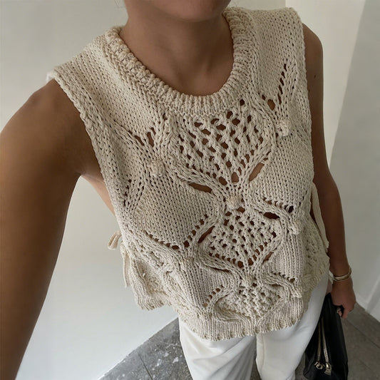 Sexy Sleeveless Hollow Out Cutout Vest Jacket Women Clothing Summer - Iyanka