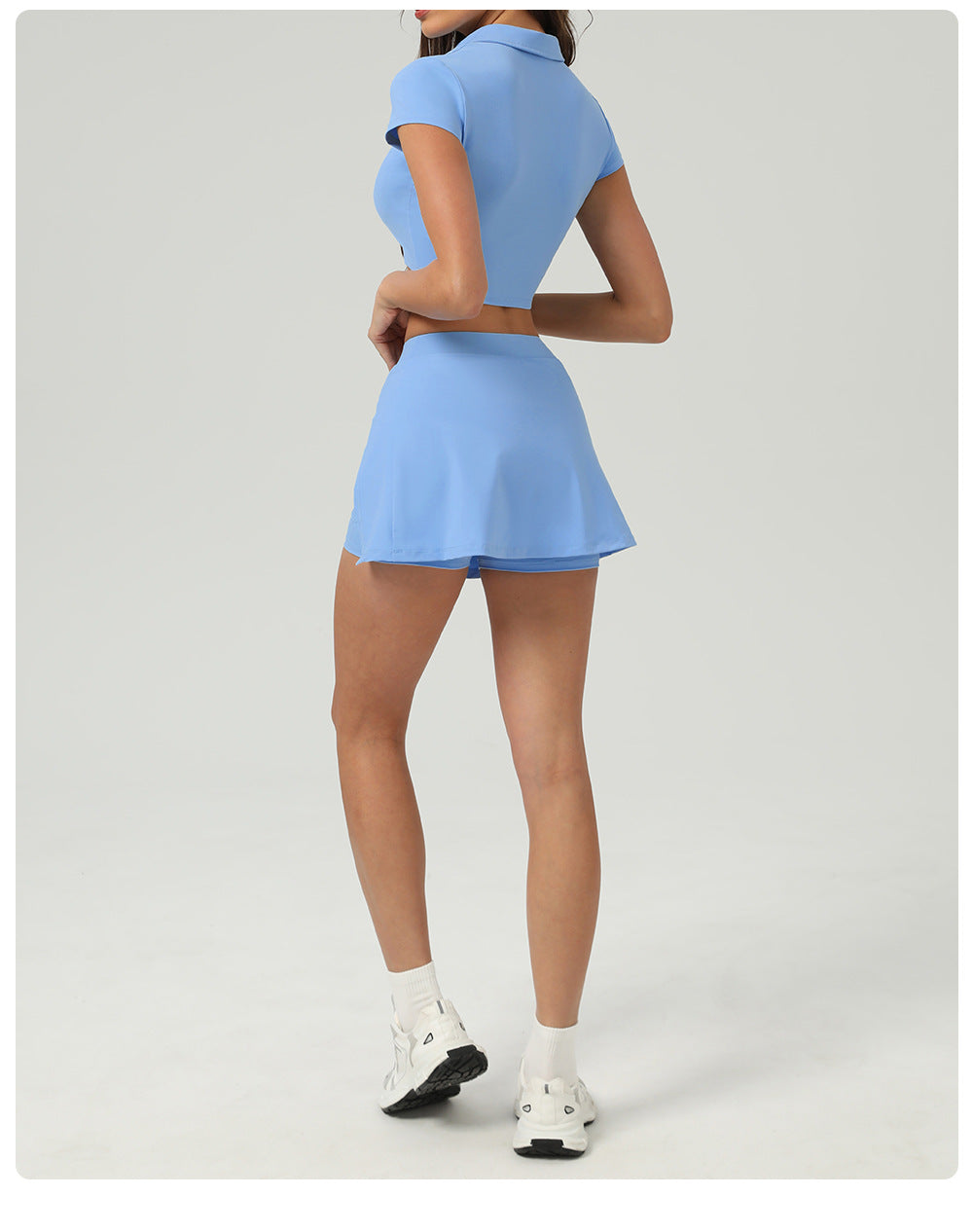 Summer Tennis Skirt Ice Feeling Sun Protection Sports Short Sleeve Top Loose Running Anti Emptied Pantskirt Two Piece Sets - Iyanka