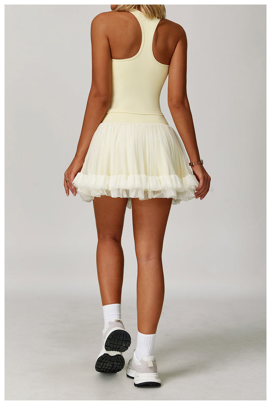 Summer Anti Exposure Base High Waist Tennis Skirt Casual A line Skirt Mesh Sports - Iyanka