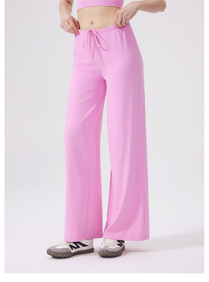 Cool Feeling Wide Leg Sports Trousers Antibacterial Loose Slimming Draping Effect Sports Pants Outdoor Running Yoga Pants Straight Leg Pants - Iyanka