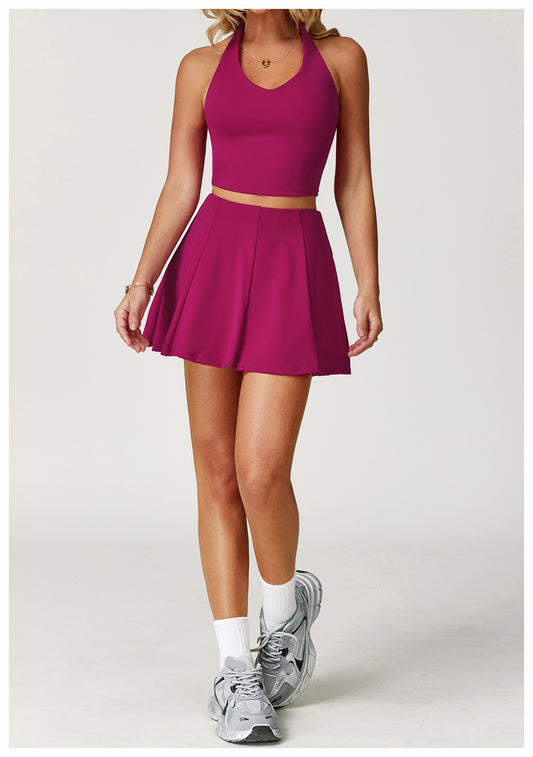 Nude Feel Quick Drying Sports Short Skirt Sports Fitness Yoga A line Short Skirt Anti Exposure Sports Tennis Skirt - Iyanka
