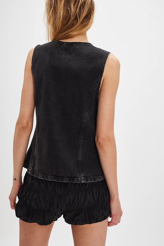 Casual Slim Fit Buttoned Women Clothing Denim Sleeveless Vest - Iyanka
