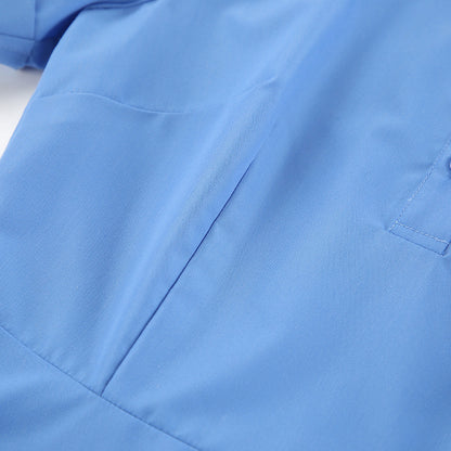 Spring Summer Casual Vitality Blue Collared Short Sleeve Slim Fit Sexy Design Dress Niche Office Dress