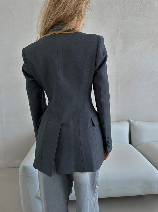 Autumn Winter V neck Waist Blazers Tight Women High Grade Slim Fitting Blazers Light Luxury Design Blazer - Iyanka