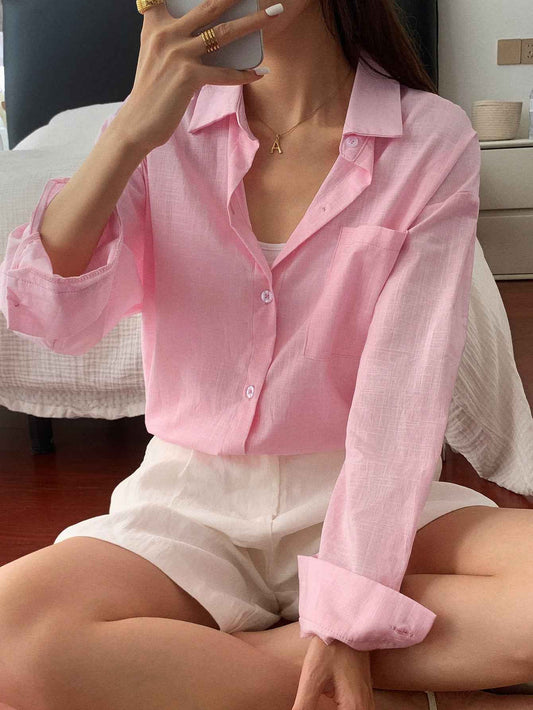 Women’s Autumn/Winter Cotton Long Sleeve Casual Shirt – Office & Vacation