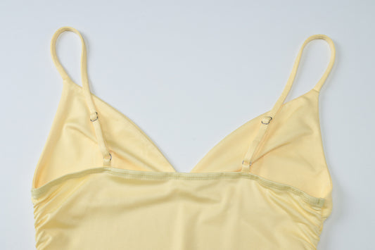 Summer Sexy V neck Solid Color Fresh Air Slim Short Princess Sling Dress