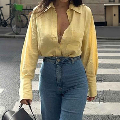 Women’s Autumn/Winter Cotton Long Sleeve Casual Shirt – Office & Vacation