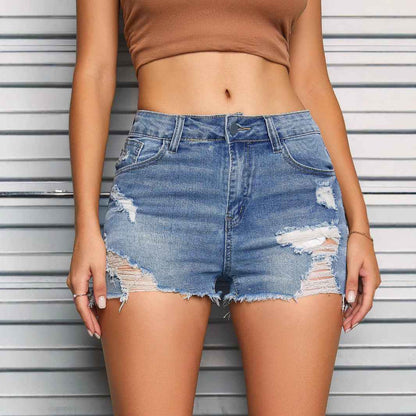 Women Clothing Summer Jeans Casual Ripped Stretch Denim Shorts