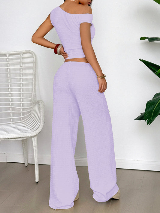Casual Vacation Vest Wide Leg Trousers Two Piece Set Women Clothing Spring Summer - Iyanka