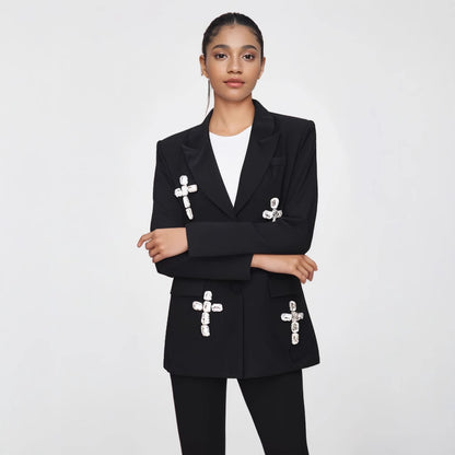 Special Interest Design High Grade European Crystal Rhinestone Beaded Adult Women Loose Blazer - Iyanka