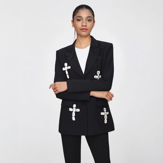 Special Interest Design High Grade European Crystal Rhinestone Beaded Adult Women Loose Blazer - Iyanka