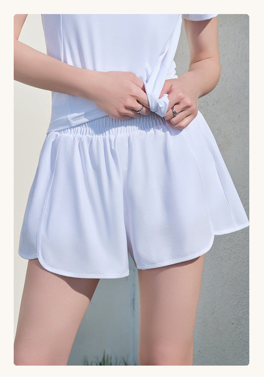Summer Quick Drying Sports Shorts Women Loose Double Layer Anti Exposure Thin Outer Wear with Pockets Faux Two Piece Shorts - Iyanka
