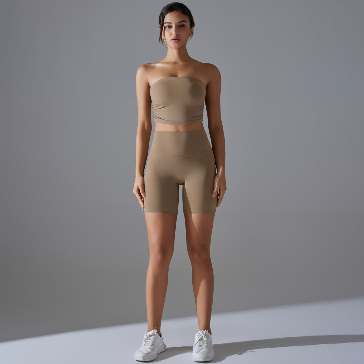 Celebrity One Piece Pleated Tube Top High Waist Hip Lift Zero Sense Wear Free Underwear Sports Shorts Fitness Yoga Set Women - Iyanka