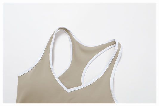 Contrast Color Binding Sports Vest Naked Women Feeling Hollow Out Cutout out Beauty Back Exercise Underwear Skinny Running Workout Clothes - Iyanka