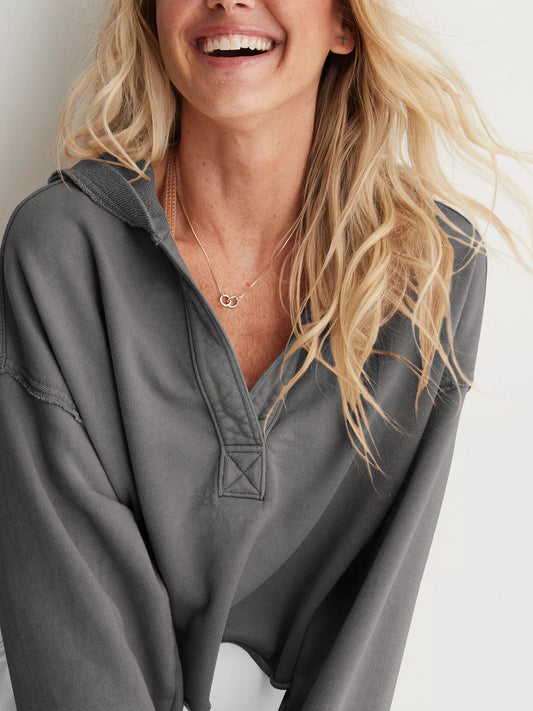 Loose Brand Hooded Sweatshirt Women Spring Autumn Women Clothing V neck Top Pullover Long Sleeved Shirt - Iyanka