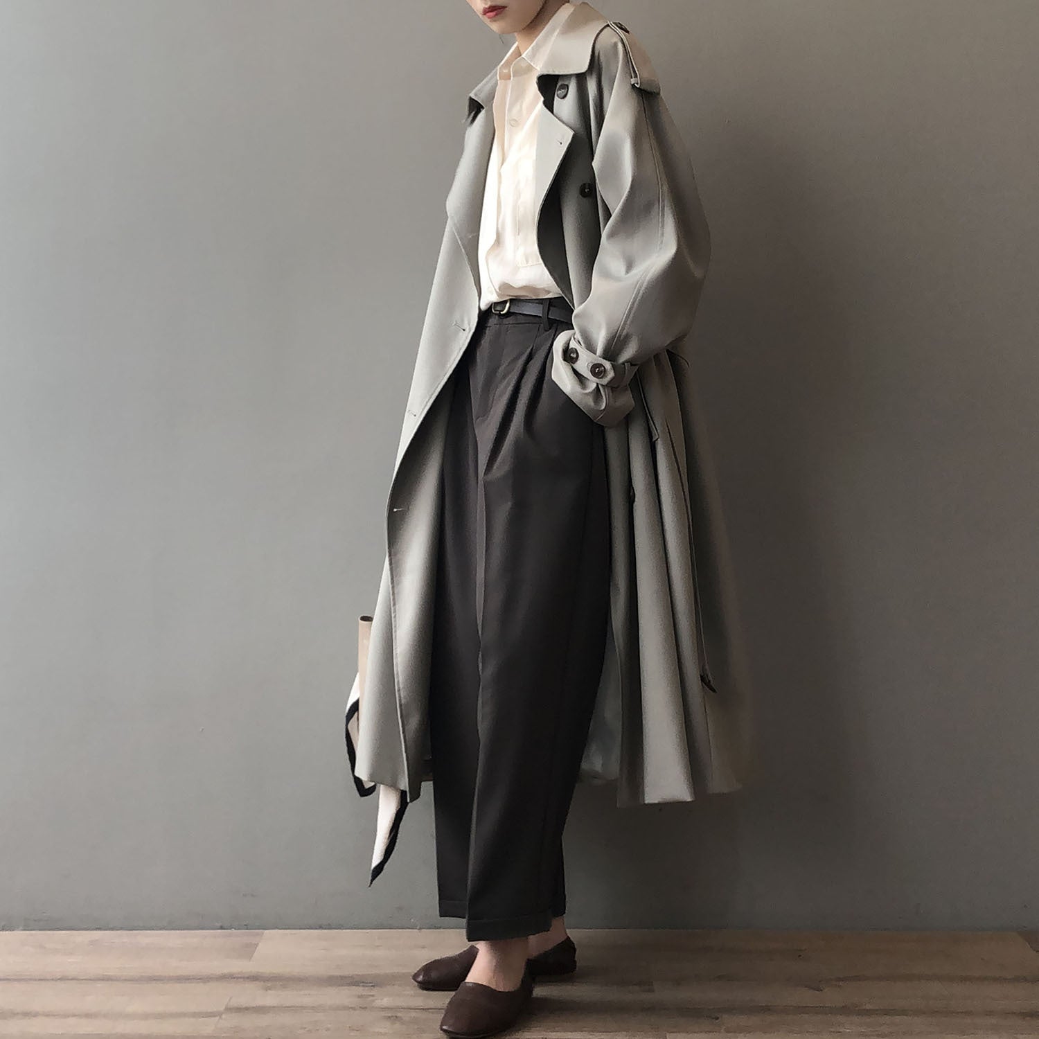 Long Trench Coat for Women Autumn Korean Elegant Loose Waist Tight Slimming Casual Coat for Women - Iyanka
