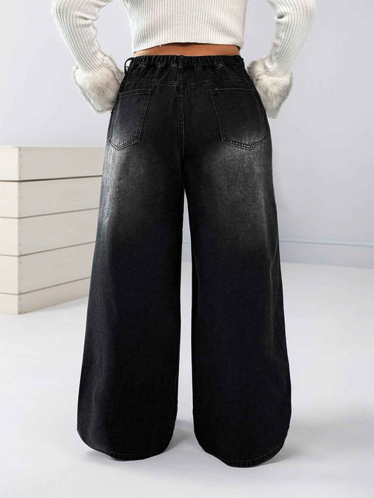 Starry Sky Loose Comfortable Women Casual All Matching Straight Pants Blingbling Popular Rhinestone Jeans