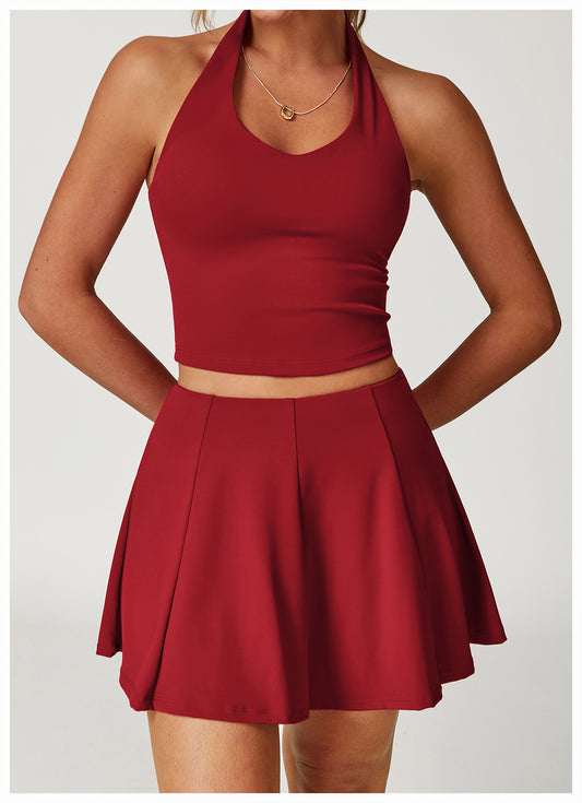 Nude Feel Quick Drying Sports Short Skirt Sports Fitness Yoga A line Short Skirt Anti Exposure Sports Tennis Skirt - Iyanka