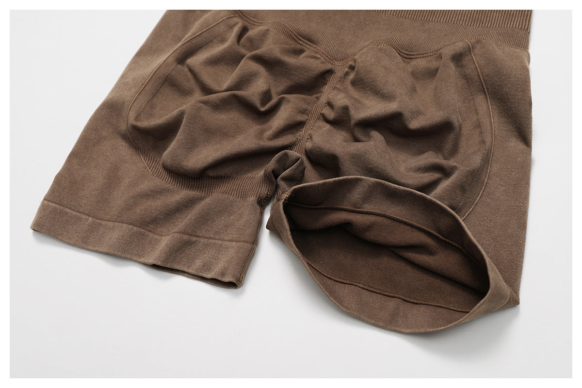 Seamless Stone Washed Yoga Shorts High Waist Hip Lift Shorts Skinny Running Sports Fitness Yoga Pants Women - Iyanka