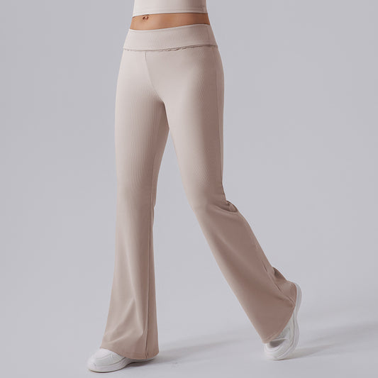 High Waist Tight Yoga Bell Bottom Pants Wide Leg Outerwear Bell-Bottom Pants Women Hip Lifting Casual Fitness Running Workout Pants - Iyanka