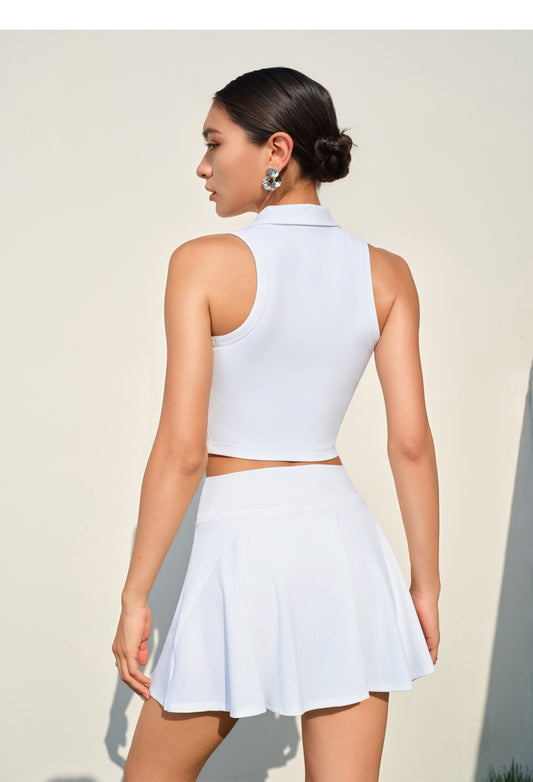 Arrival High Strength Front Zipper Backless Bra Short Skirt Tennis Women Shockproof Workout Exercise Outfit Two Piece Sets - Iyanka