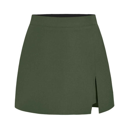 Women Clothing High Waist Slit Pantskirt High Quality Stretch Zipper Culottes Skirt
