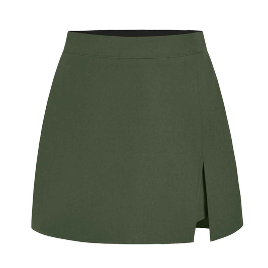 Women Clothing High Waist Slit Pantskirt High Quality Stretch Zipper Culottes Skirt