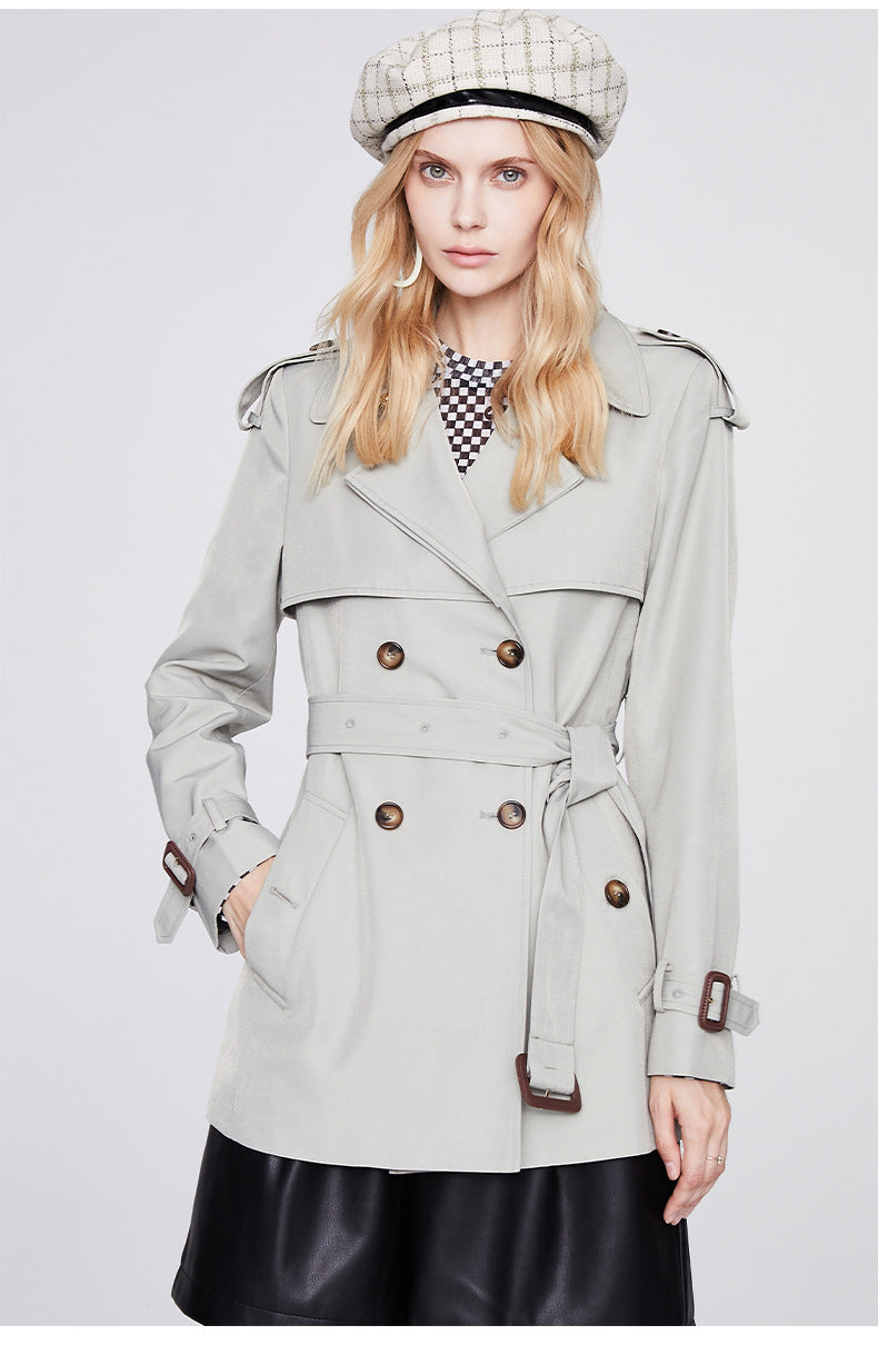 Trench Coat for Women Autumn Winter Women Overcoat Double Breasted Short Coat for Women - Iyanka