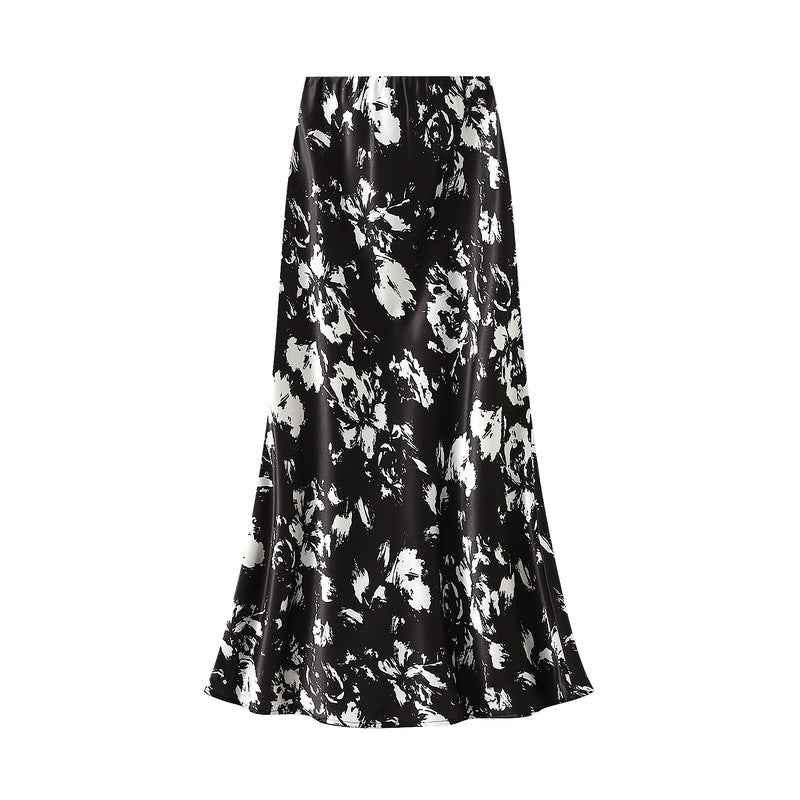 Printed Fishtail Skirt Women Summer Thin Elegant Slim Fit Slimming Hip Wrapped Dress