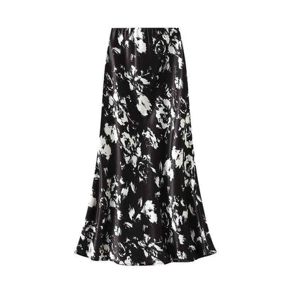 Printed Fishtail Skirt Women Summer Thin Elegant Slim Fit Slimming Hip Wrapped Dress